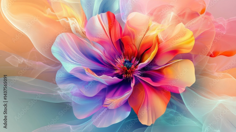 Obraz premium Vibrant Colorful Abstract Flower with Soft Petals