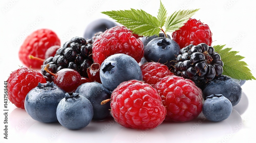 Fresh Collection of Wild Berries with Raspberries and Blackberries Fresh Collection of Wild Berries with Raspberries and Blackberries