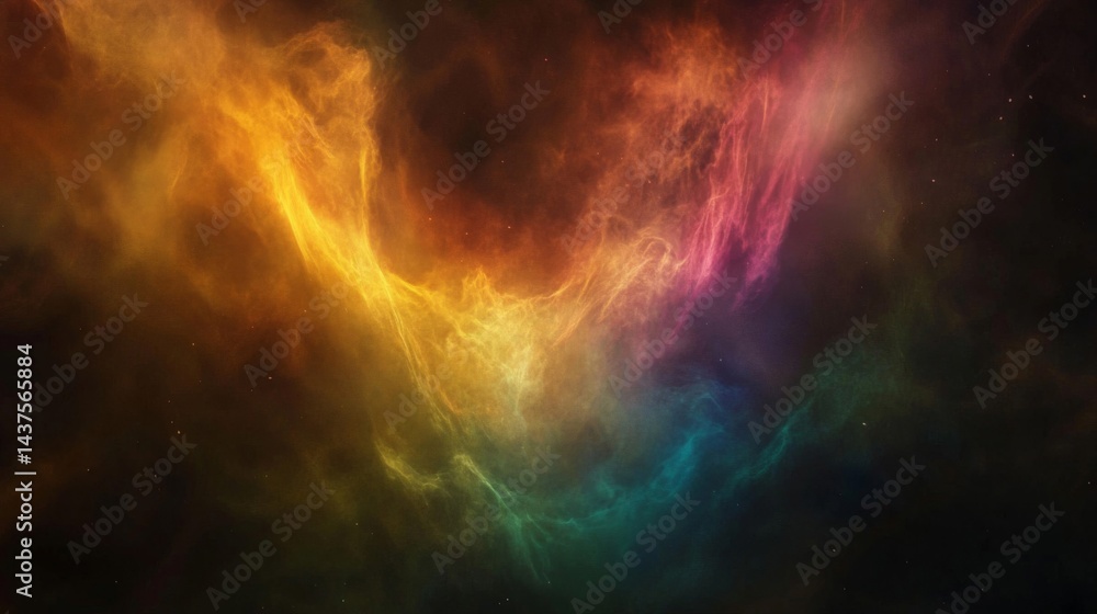 Cosmic Nebula In Vivid Hues Cosmic Nebula In Vivid Hues