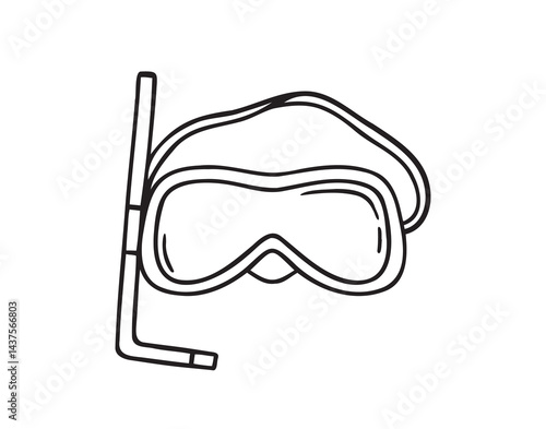 Mask and snorkel for swimming, goggles for swim icon doodle hand drawn. Outline line drawing