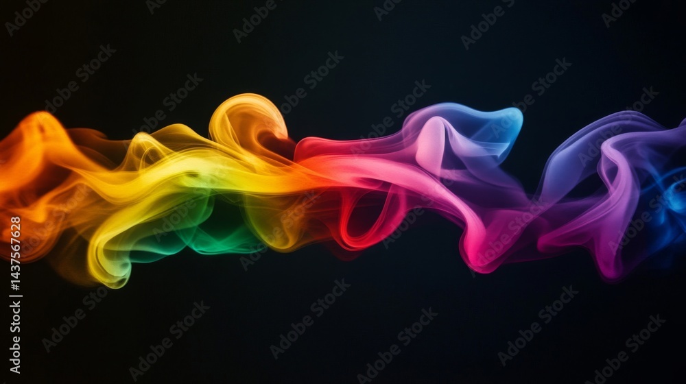 Abstract Colorful Smoke Swirls on Black Background Abstract Colorful Smoke Swirls on Black Background