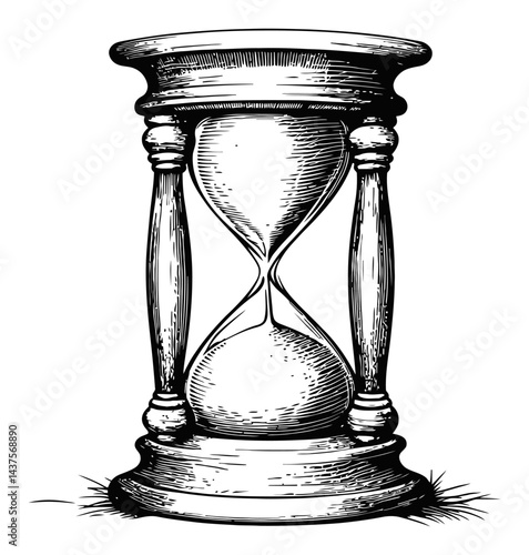 Vintage Engraving of an Hourglass in Classic Illustration Style