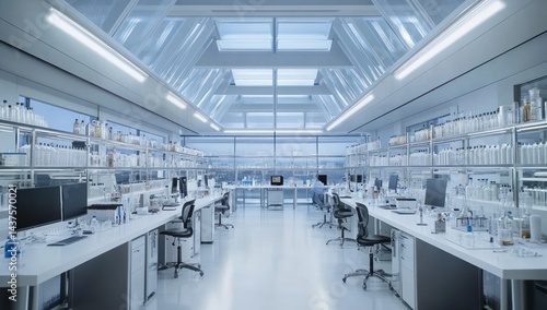 Modern Sterile Scientific Laboratory, High-Tech Research Facility