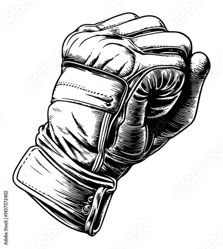 Detailed Hand Illustration of a Fist in Engraved Style