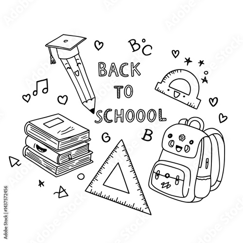 vector doodle illustration of a back to school