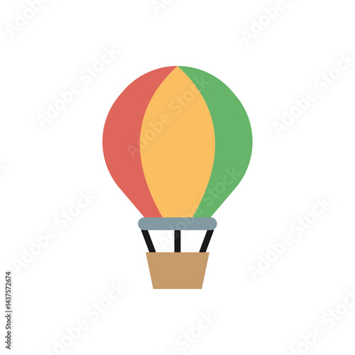 Hot air balloon vector icon in flat style, simple and minimalist transport vehicle icon
