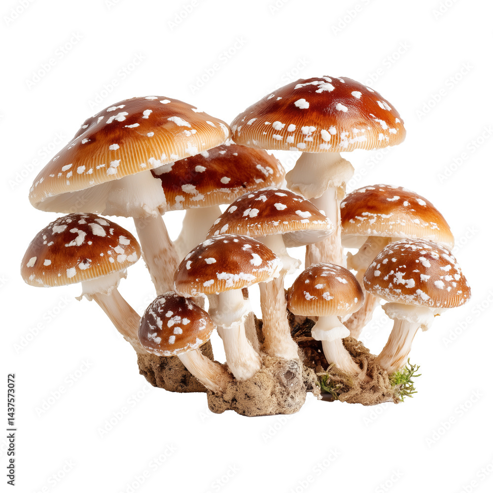 Obraz premium Set of wild mushrooms isolated on transparent background. PNG