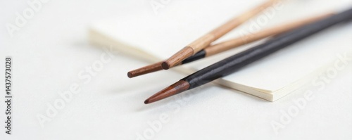 Wallpaper Mural Dark lacquered chopsticks, slightly angled, on white backdrop , korean, east Torontodigital.ca