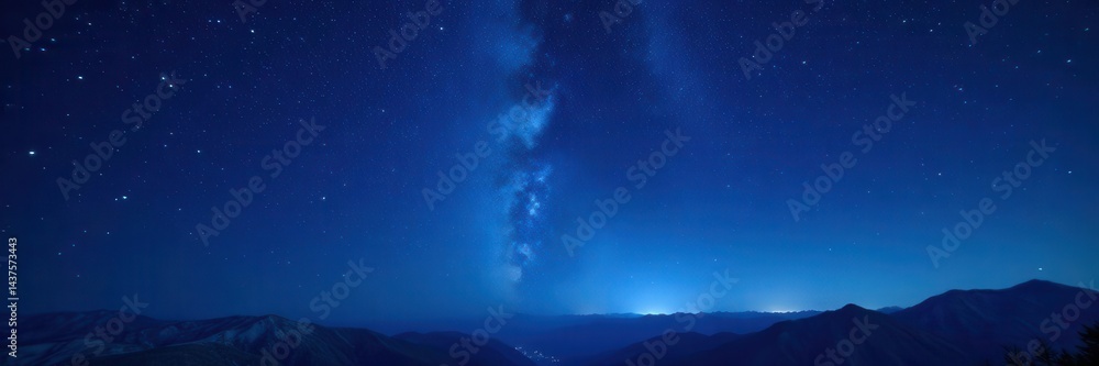 Fototapeta premium Deep blue night, countless stars scattered across vast expanse, night, twinkles