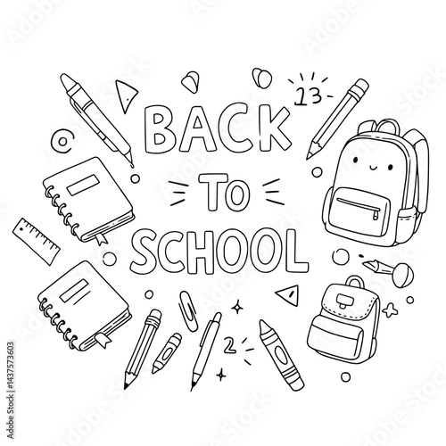 vector doodle illustration of a back to school