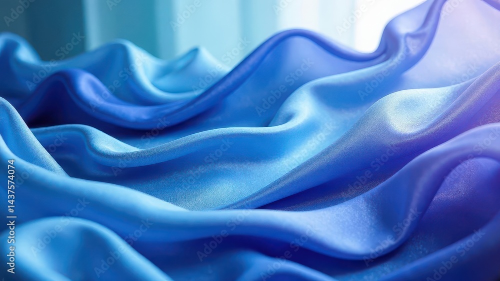 Obraz premium Serene Blue Silk Drapery A Textured Abstract of Soft, Flowing Fabric with Subtle Light and Shadow Variations