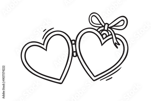 Heart locket icon doodle hand drawn. Outline drawing heart locket line clipart symbol