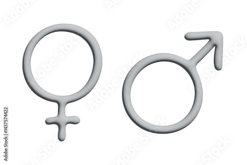 3d female and male gender identity icon Symbol used to represent sex and gender