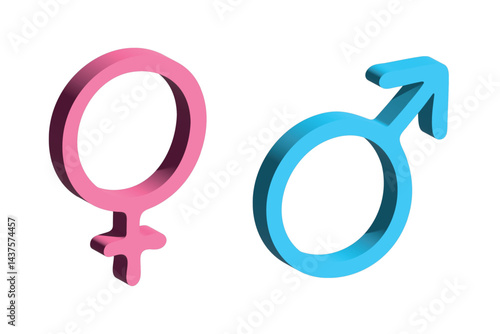 3d female and male gender identity icon Symbol used to represent sex and gender