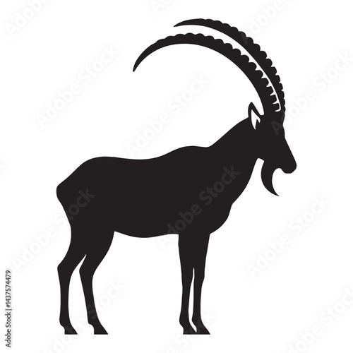 Streamlined addax silhouette perfect for use in scalable designs and marketing – addax silhouette – addax vector – addax illustration – silhouette of addax

