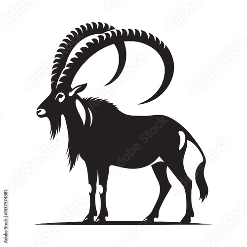 High-resolution addax silhouette crafted for modern logo creation – addax silhouette – addax vector – addax illustration – silhouette of addax

