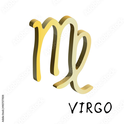 3d virgo zodiac sign Esoteric symbol Astrology clipart Element for design