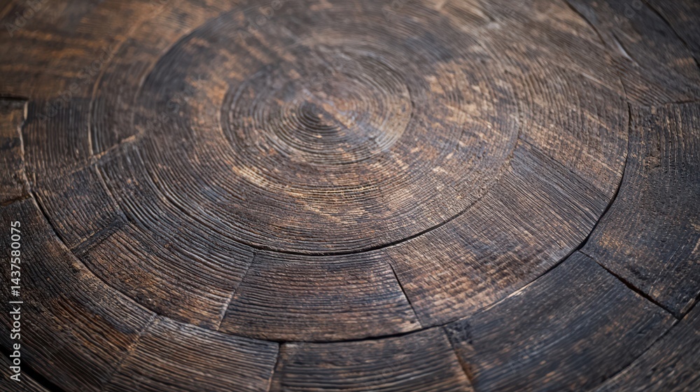 Fototapeta premium Close-up of wooden rings showing detailed tree growth patterns and natural texture.