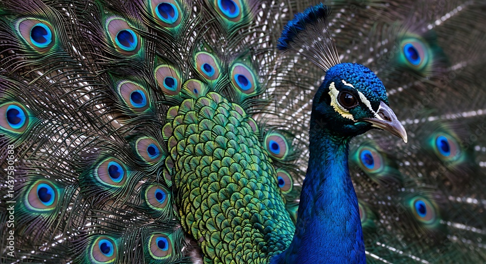 Obraz premium Majestic Indian Peacock: A Vibrant AI-