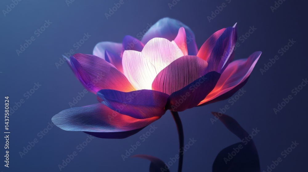 Fototapeta premium Glowing Purple Lotus Flower Digital Art