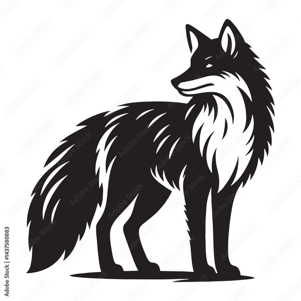 Obraz premium Refined fox silhouette crafted for high-quality vector designs – fox silhouette – fox vector – fox illustration – silhouette of fox