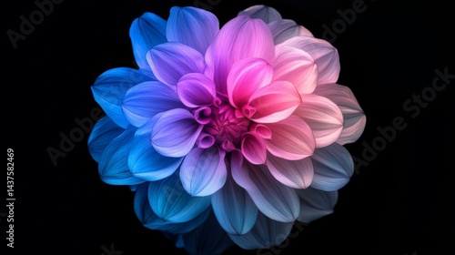 Closeup of a Vibrant Pink Blue Dahlia Flower