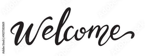 Welcome lettering handwritten vintage italic word. calligraphy monoline welcome hand drawn doodle lettering poster phrase