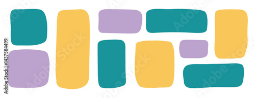hand drawn rectangle text box doodle colorful set. abstract geometric frame. empty kids simple textbox template collection.