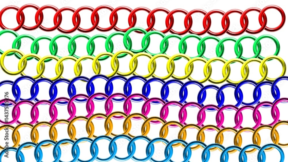 Fototapeta premium Colorful ring or chain background with different color lines