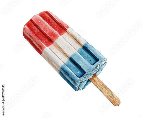 A colorful popsicle featuring red, white, and blue stripes, perfect for summer treats and festive occasions. Refreshing and fun for all ages.