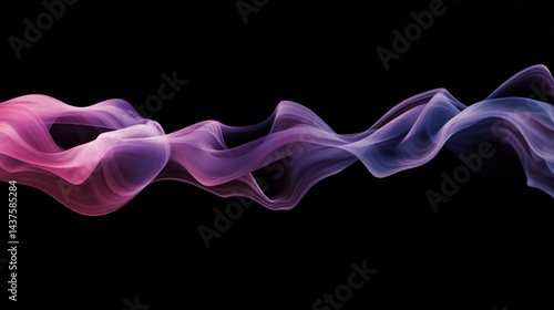 Abstract Pink Purple Blue Wave Flowing on Dark Background