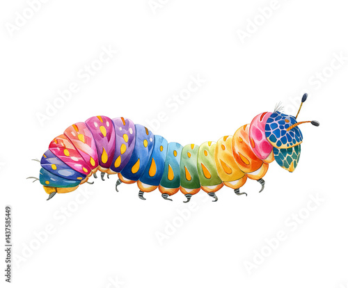 A vibrant, colorful caterpillar showcasing a stunning array of hues and patterns, perfect for nature enthusiasts and educators.