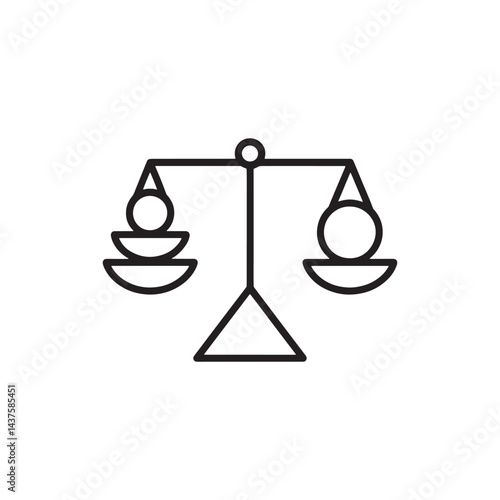 Imbalanced Balance Scale Icon Vector Representing Weight Discrepancy, Fairness, and Comparative Analysis for Digital Artwork Editable Illustration Isolated on a White Background