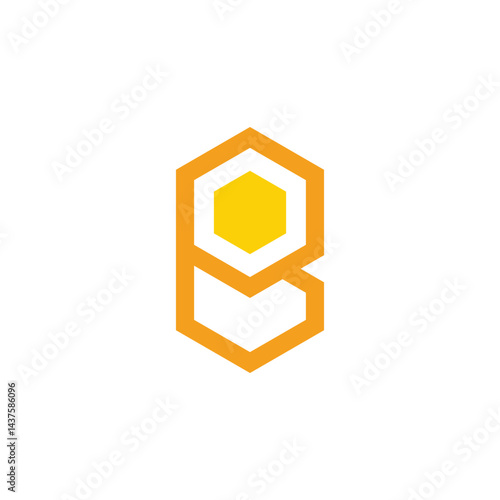 letter b bee honey hive simple logo vector