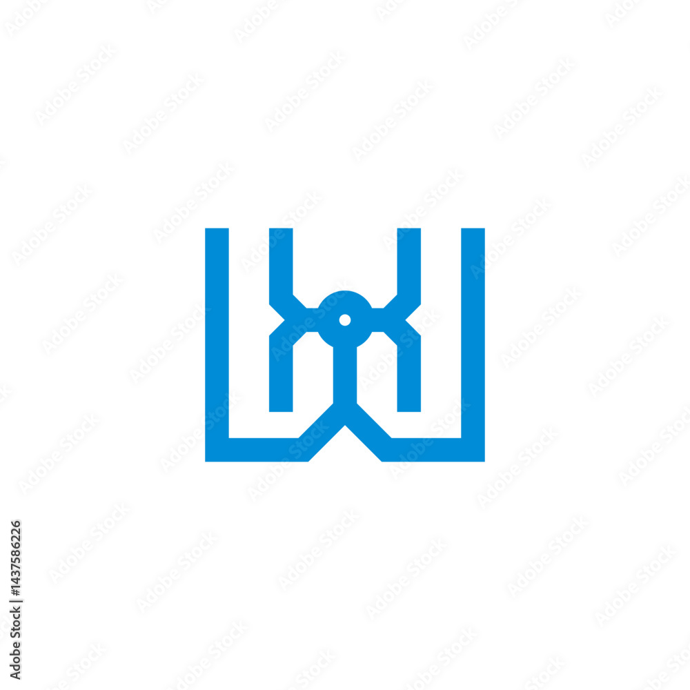 Fototapeta premium letter wh wx simple geometric web modern logo vector