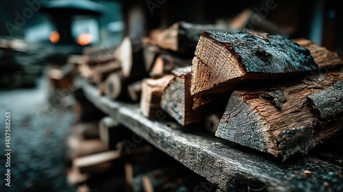Wallpaper Mural Stacked chopped firewood with rustic texture, conveying natural simplicity and warmth. Torontodigital.ca