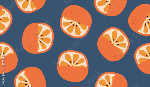 Cute orange fruits pattern background vector design