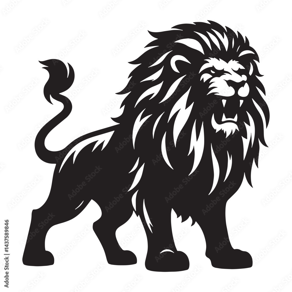 Obraz premium Minimalist lion silhouette ideal for clean and contemporary designs – lion silhouette – lion vector – lion illustration – silhouette of lion