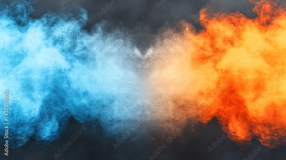Abstract Fiery and Icy Clouds Collision Abstract Fiery and Icy Clouds Collision