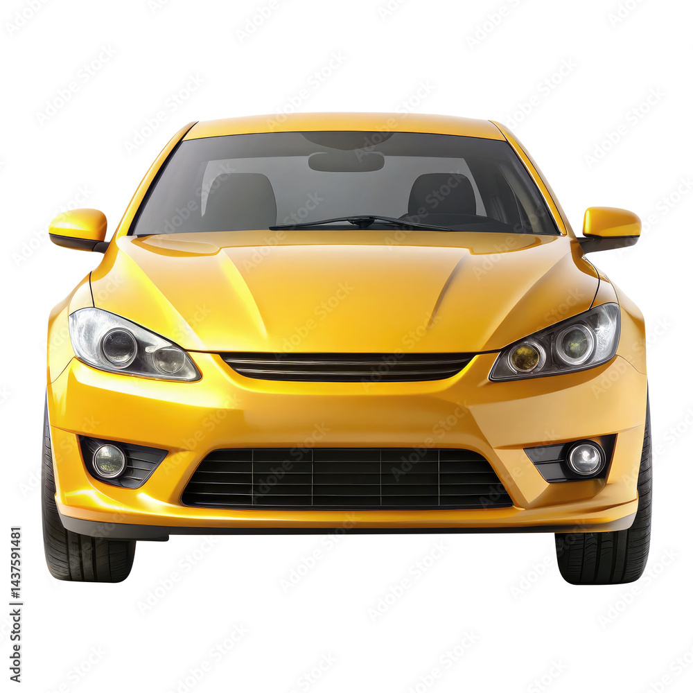yellow car isolated on transparent white background, clipping path yellow car isolated on transparent white background, clipping path