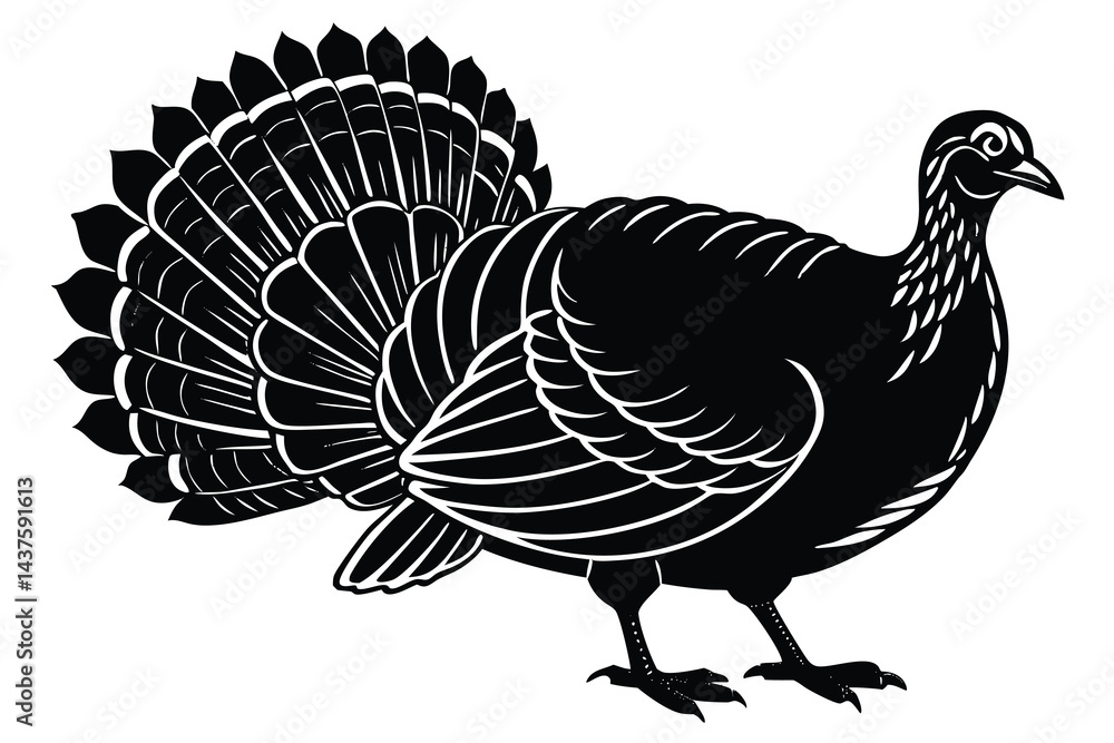 Obraz premium turkey silhouette vector illustration. 