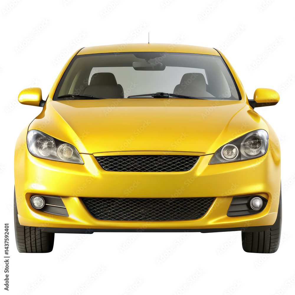 yellow car isolated on transparent white background, clipping path yellow car isolated on transparent white background, clipping path