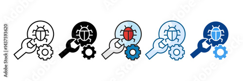 Debugging Tool Icon Set Multiple Style Collection