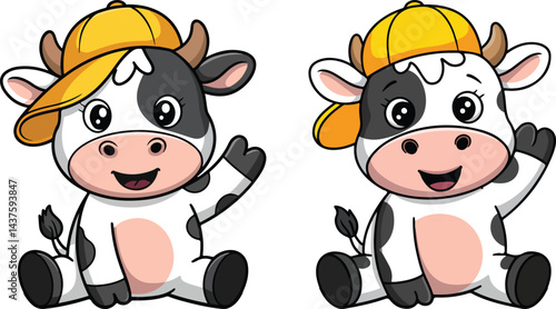 Cute Baby Cow vector illustration
