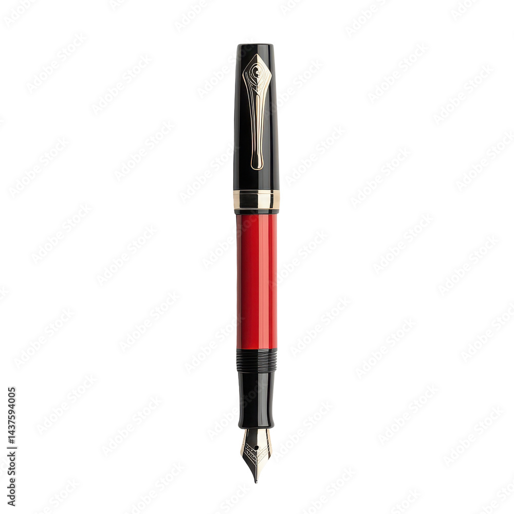 Elegant fountain pen with a black and red design, ideal for professional settings.