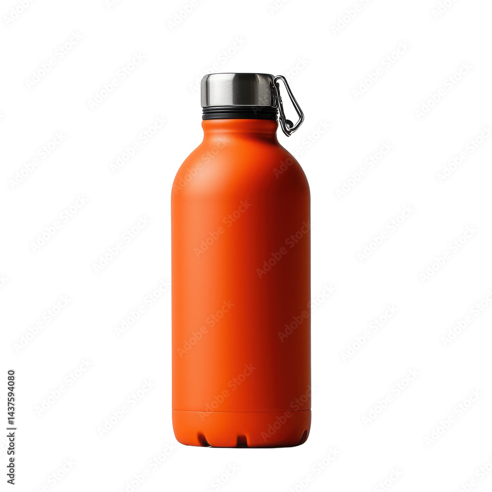 Vibrant orange water bottle with stainless steel cap, perfect for hydration on-the-go.