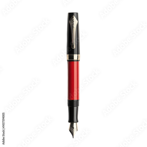 Elegant fountain pen with a black and red design, ideal for professional settings.