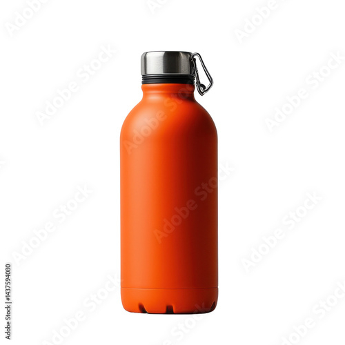 Obraz na płótnie Vibrant orange water bottle with stainless steel cap, perfect for hydration on-the-go. w salonie