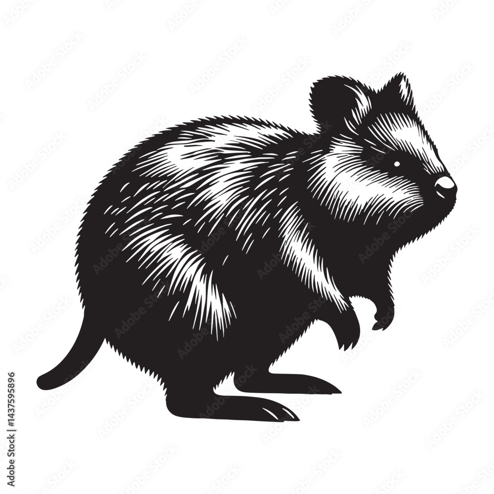 Fototapeta premium Playful quokka silhouette vector for use in logos, websites, and promotional materials – quokka silhouette – quokka vector – quokka illustration – silhouette of quokka