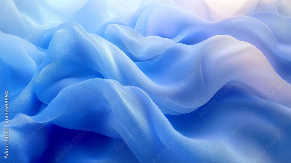 Obraz premium Flowing, ethereal, light blue fabric drapes in soft, subtle color gradations.
